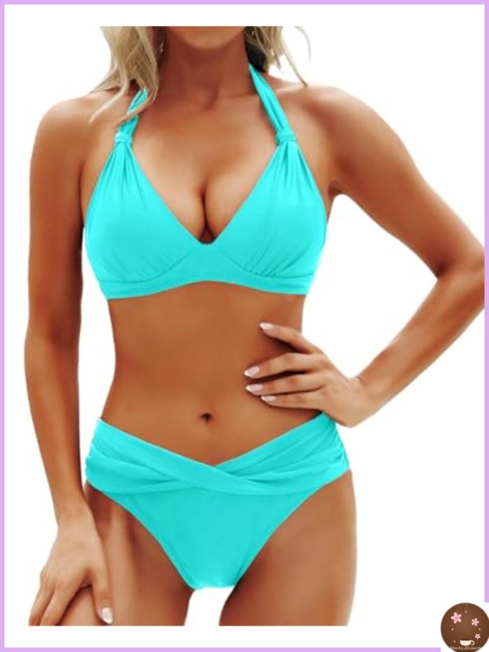 Halter Push Up Bikini Two Piece Criss Cross Swimwear High Waist Tummy Control